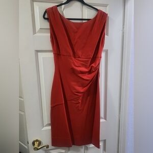 Diane Von Furstenberg Red Ruched Sheath Midi Dress